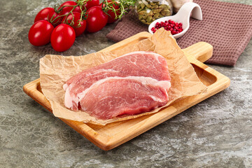 Raw pork steak for cooking