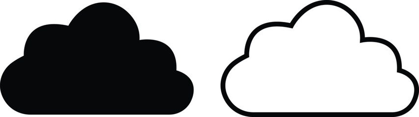 Fototapeta premium Clouds large and small icon set. Blue sky clouds vector collection isolated on transparent light blue background. Cartoon weather illustration. Fluffy nature environment symbol for web and app.