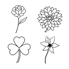 line art flower bundle design 