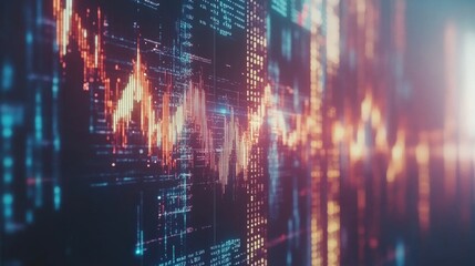 Abstract Data Visualization with Stock Market Graph and Numbers