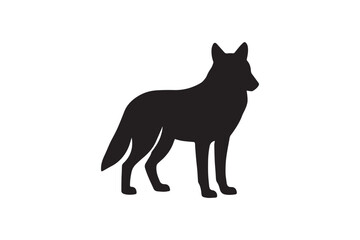 Wolf silhouette on white background.02