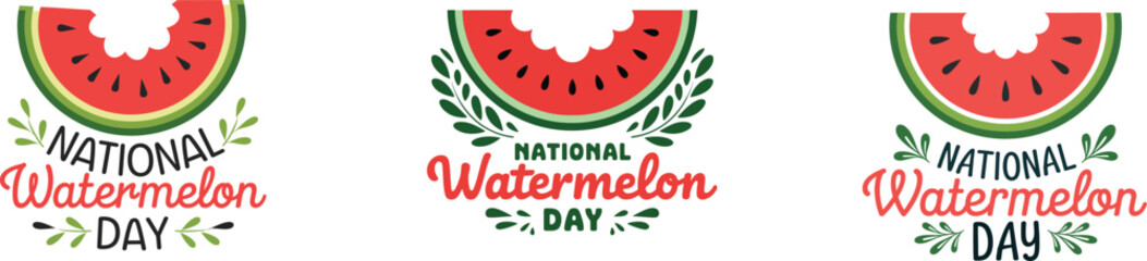 International watermelon day celebration design, vector illustration on white background. © Tamimkhangeox