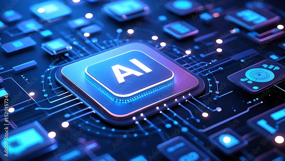 Poster futuristic ai circuit board depicting artificial intelligence and advanced technology concepts