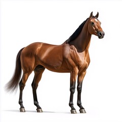 Obraz premium Beautiful Brown Stallion Portrait. Agile Agility and Graceful Hooves in the Countryside