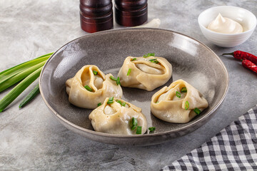 Uzbek cuisine - staffed Manti with meat