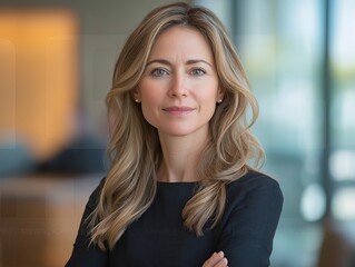Successful Executive Businesswoman Portrait. Confident and Charismatic Leader in Corporate Office Environment