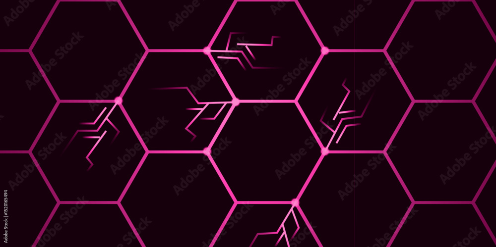 Poster abstract futuristic technology blue hexagon grid background – tech circuit design.