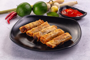 Stuffed Vietnamese Nem roll with meat