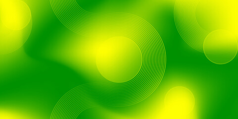Green Abstract Blur Background with circle line. Abstract gradient background with green and yellow color.