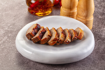 Sliced roasted duck breast fillet