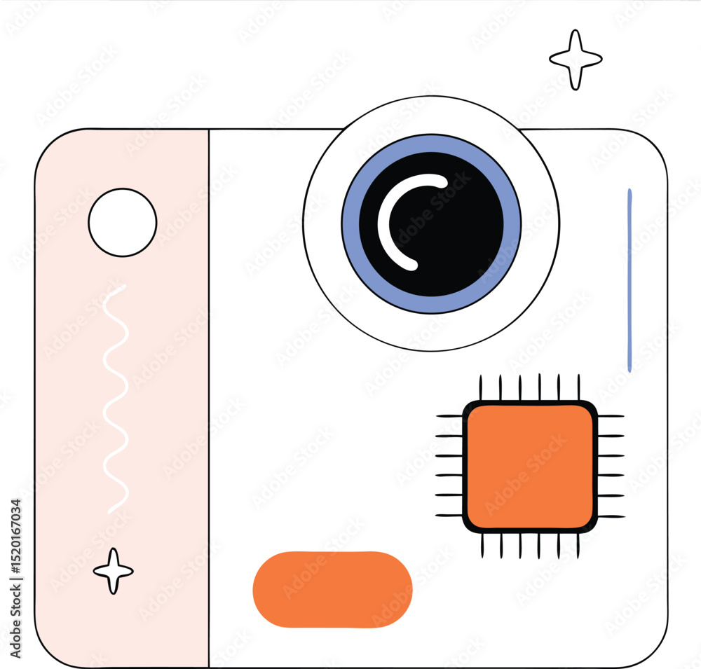 Aufkleber abstract graphic composition of tech elements with rounded corner shapes