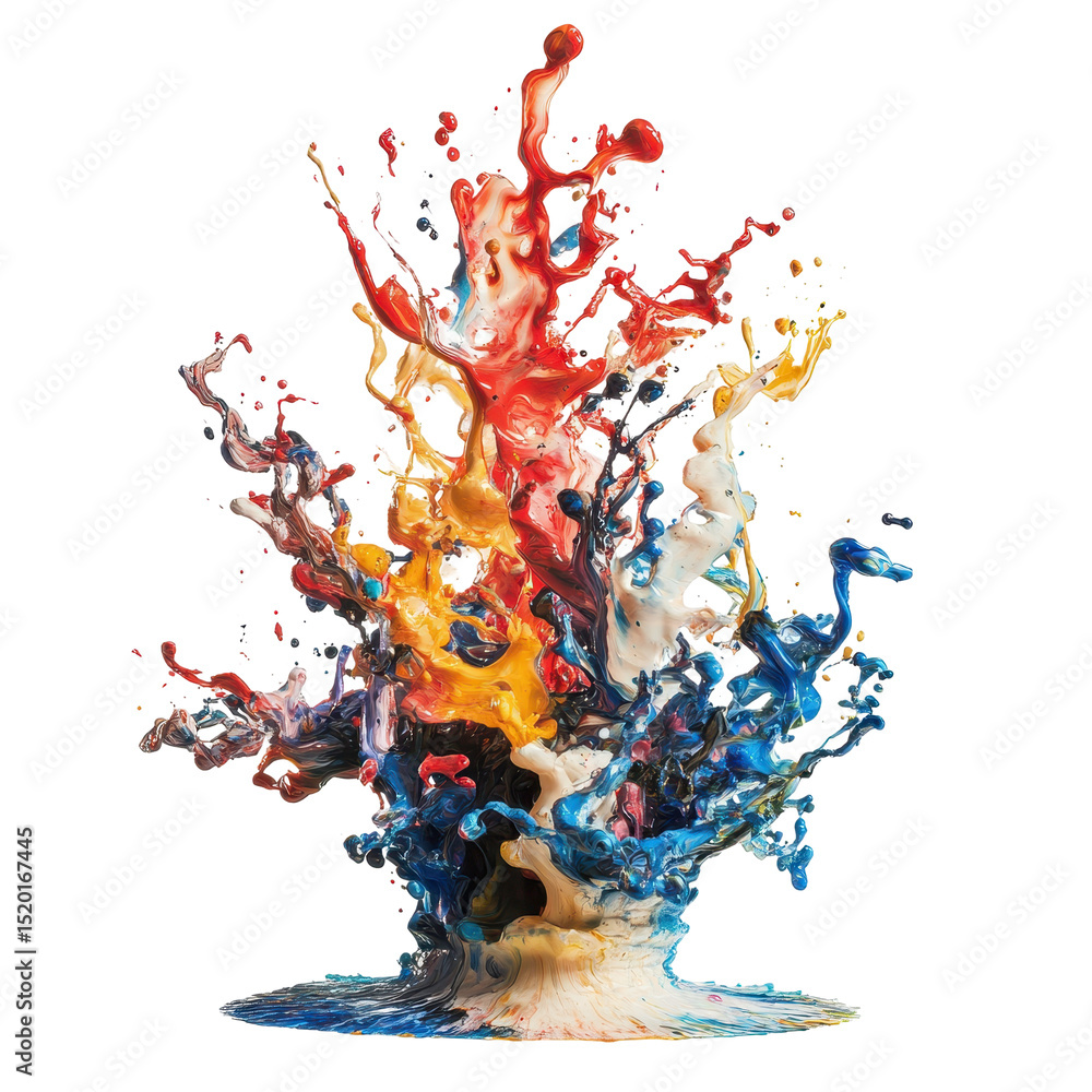 Poster colorful liquid explosion creates dynamic abstract art in a studio setting