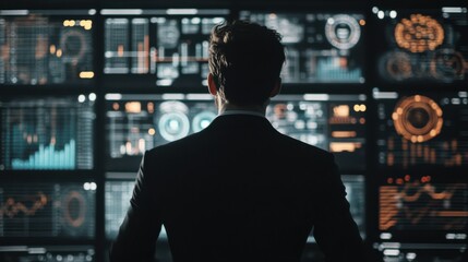 Fototapeta premium Business Professional Analyzing Data on Digital Analytics Dashboard