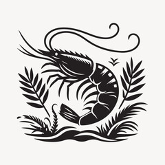 Tribal Shrimp Design, Ornate Prawn Vector Illustration