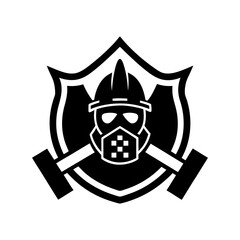 firefighter emblem icon logo fire mask fired vector art