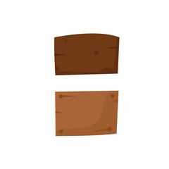 Cartoon wooden signboards, empty brown planks for text, isolated on background, vector art