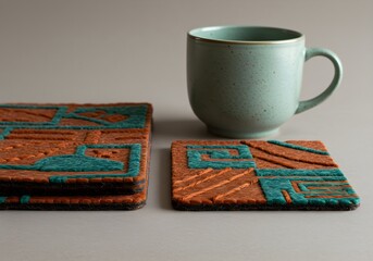 Embroidered Felt Coasters with Abstract Designs
