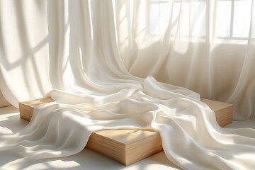 Elegant Fabric and Nature-Inspired Interior with Soft Textures and Warm Ambient Lighting