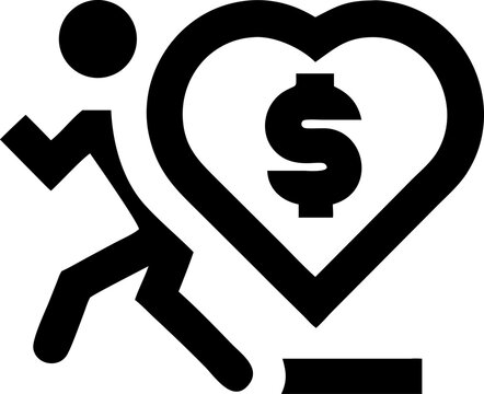Charity Run Icon Set Design Featuring a Running Figure Suitable for Charity Event Promotion and Fundraising Campaigns Available as a