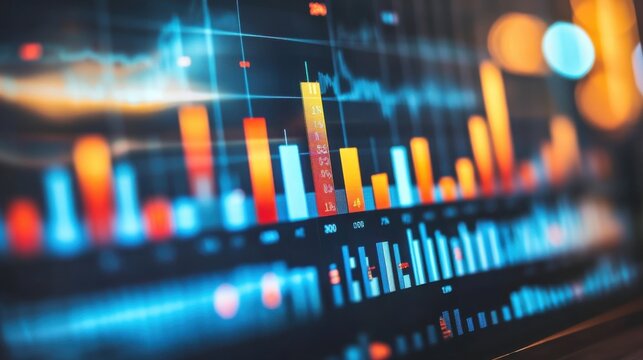 Colorful Data Visualization on Digital Screen Representing Analytics