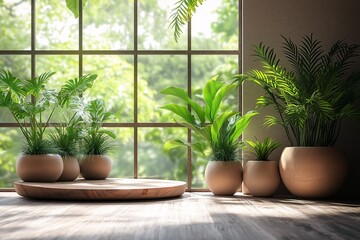 Embrace Sustainable Living with Thriving Houseplants. Modern Indoor Greenery in Terracotta Pots & Eco-Friendly Decor