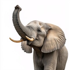 Obraz premium Majestic Elephant Portrait in African Savanna - Graceful Wildlife and Natural Behavior Closeup