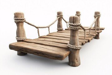 Obraz premium Rustic Wooden Bridge & Pier. Scenic View & Travel Destination for Nature Lovers. Explore Lake & River Landscapes