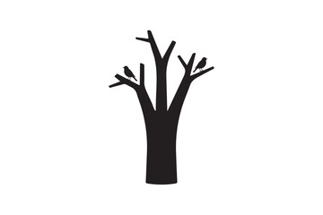 Two birds on a dry dead tree branch.