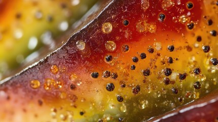 Macro shot of crispy duck skin revealing glistening texture and rich caramelized glaze