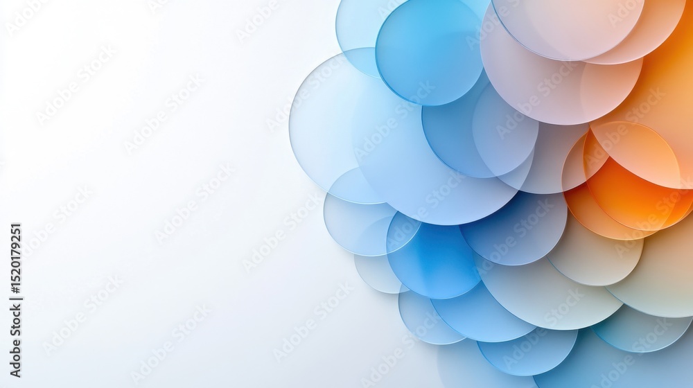 Aufkleber soft circular shapes in shades of blue and orange create an abstract design on a light background, a