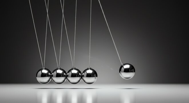 Steel Balls in a Classic Momentum Demonstration (Newton's Cradle)