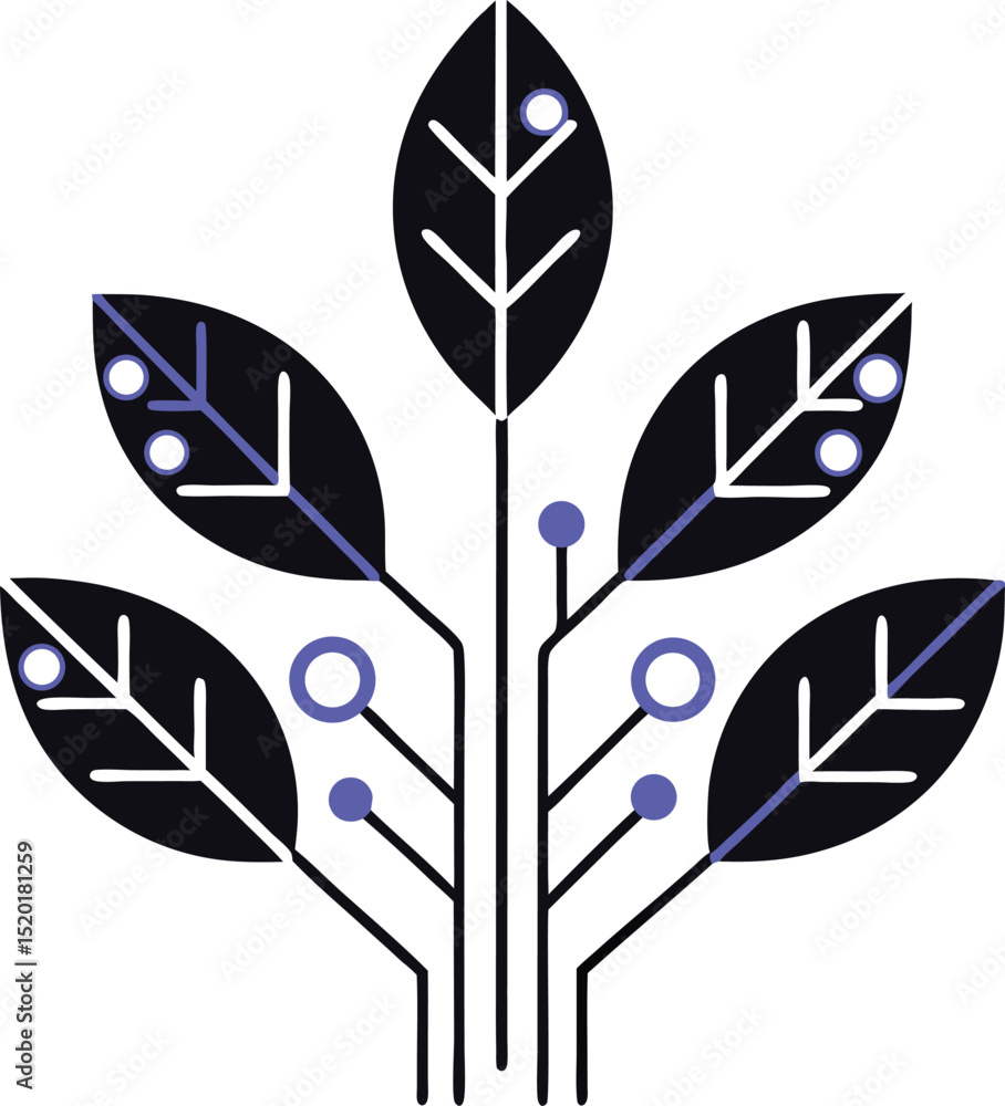 Poster modern circuit tree icon for environmental technology and sustainable development