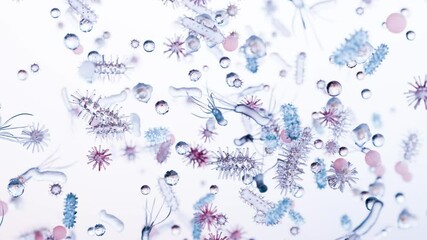 Different types of virus and bacteria and microbe and germs set, Microbiology organism, biology microorganism infection, Types of pathogens, Illness or disease cells, Pathogenic, vein, 3d render - Powered by Adobe