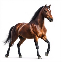 Obraz premium Powerful Brown Stallion Galloping in Natural Habitat: Stunning Equine Movement in Nature Photography