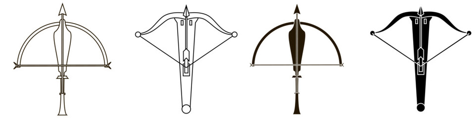 Crossbow icon vector set. Arbalest illustration sign collection. Bow symbol or logo.
