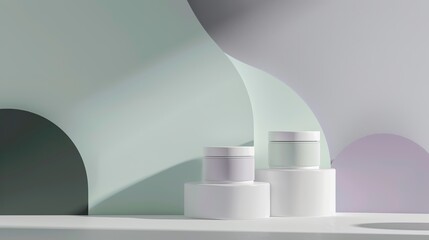 Fototapeta premium Modern Cosmetic Product Display with Geometric Shapes
