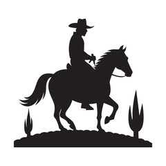 Naklejka premium Cowboy Riding Horse Wild West