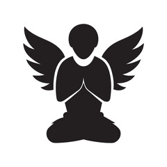 Fototapeta premium Angel Kneeling In Prayer Silhouette
