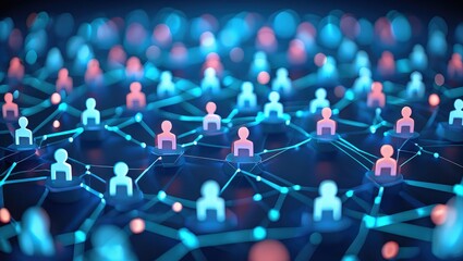 Network of user icons symbolizing iam roles and access management.