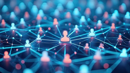 Network of user icons symbolizing iam roles and access management.