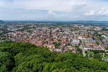 Panoramic Cityscape View with Historic Cathedral and Urban Surroundings