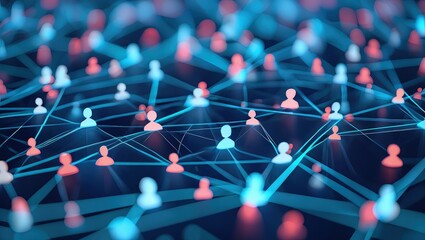 Network of user icons symbolizing iam roles and access management.