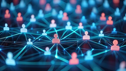 Network of user icons symbolizing iam roles and access management.