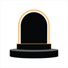 Black Podium Stage with Golden Arch Vector
