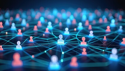 Network of user icons symbolizing iam roles and access management.