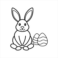 Continuous Line Easter Rabbit with Egg Border Art