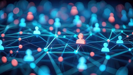 Network of user icons symbolizing iam roles and access management.