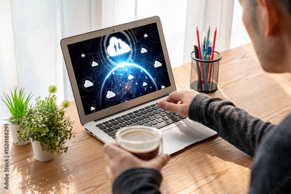 Poster cloud computing software for modish remote work and personal data storage