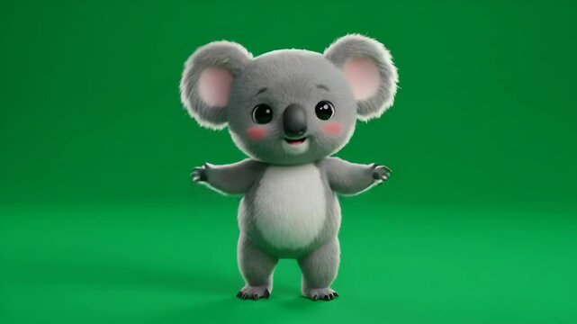 Cartoon koala illustration against green background