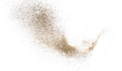 Black ground pepper scattered, spice flying isolated on white, clipping path	